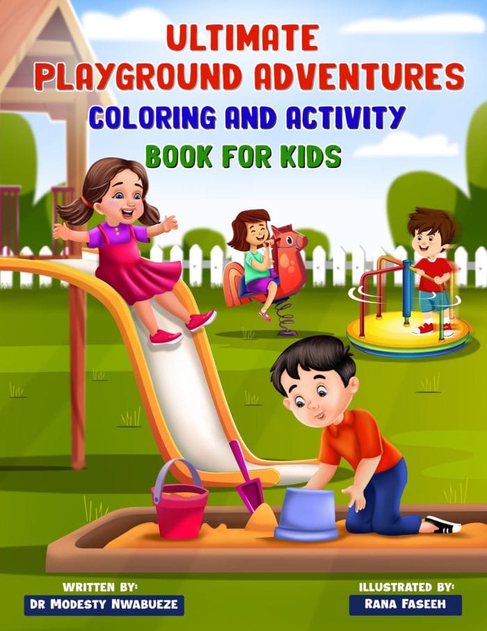 Cover dispalying four children playing happily on the swing, toy horse, merry-go-round, ans sandbox.